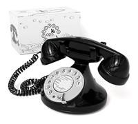 Opis Technology FunkyFon Cable Téléphone à Cadran Rotatif, Noir | Allure des années 1920 en couleurs vives. Combiné filaire, sonnerie électronique, idéal en décoration.