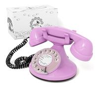 Opis Technology FunkyFon Cable Téléphone à Cadran Rotatif, Rose | Allure des années 1920 en couleurs vives. Combiné filaire, sonnerie électronique, idéal en décoration.