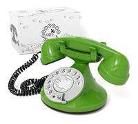 Opis Technology FunkyFon Cable Téléphone à Cadran Rotatif, Vert | Allure des années 1920 en couleurs vives. Combiné filaire, sonnerie électronique, idéal en décoration.