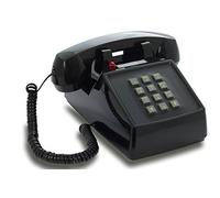 Opis Technology PushMeFon Cable Téléphone Fixe Rétro à Touches, Noir | Grandes touches et véritable cloche mécanique. Se pose ou se fixe au mur, coloris vifs, allure vintage.