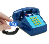 Opis Technology PushMeFon Mobile 4G - Téléphone Fixe Senior avec Carte SIM, Grosses Touches, Sonnette Métal & Voyant, 4G Volte Débloqué (Bleu Oscure, avec Alimentation)