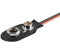Opitec 1x 9v Block Battery Holder, Black - Loose Cable Ends