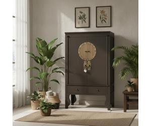 OPIUM OUTLET Armoire de mariage orientale, Asia Chine, commode asiatique, meuble chinois, marron-gris, entièrement assemblé, aspect vieilli, buffet vintage