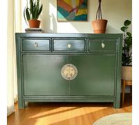 OPIUM OUTLET Asia Armoire de mariage entièrement assemblée Style vintage oriental asiatique chinois Vert crocodile