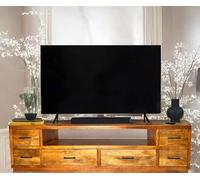 OPIUM OUTLET Buffet Armoire Commode TV Étagère ouverte Séparation de pièce Salon Meubles en bois massif L x P x H 200 x 45 x 50 cm