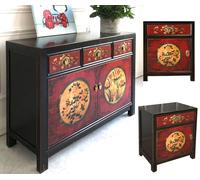 OPIUM OUTLET Combinaison de meubles chinois meubles Asie chambre à coucher shabby chic élégant vintage buffet commode commode mariage armoire et 2 chevets oriental asiatique chinois