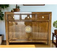 OPIUM OUTLET Commode buffet asiatique entièrement assemblée style vintage, oriental, asiatique, chinois (Maroon)