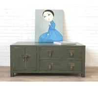 OPIUM OUTLET Commode - Buffet bas - Meuble de mariage - Chinois asiatique oriental - Meuble vintage entièrement monté (olive)
