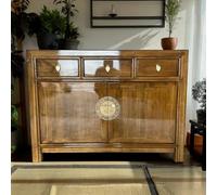 OPIUM OUTLET Commode chinoise Asia Buffet oriental Armoire asiatique Vintage Buffet Armoire de mariage entièrement assemblée Marron