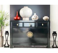 OPIUM OUTLET Commode chinoise Asia Buffet oriental Armoire asiatique Vintage Buffet Armoire de mariage entièrement assemblée Noir