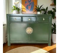 OPIUM OUTLET Commode chinoise Asia Buffet oriental Armoire asiatique Vintage Meubles Buffet Armoire de mariage Entièrement assemblée Vert Crocodile-Green
