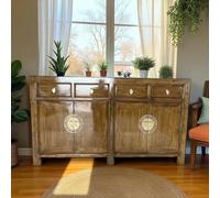 OPIUM OUTLET Commode chinoise Asia Meuble buffet asiatique Armoire orientale Buffet Buffet Armoire de mariage Vintage Entièrement assemblée Marron