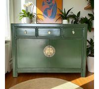 OPIUM OUTLET Commode chinoise Asia Sideboard armoire orientale meubles asiatiques vintage buffet armoire de mariage entièrement montée vert