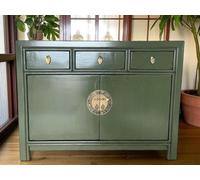 OPIUM OUTLET Commode chinoise Asia Sideboard armoire orientale meubles asiatiques vintage buffet armoire de mariage entièrement montée olive