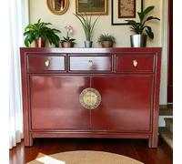OPIUM OUTLET Commode chinoise Asia Sideboard armoire orientale meubles asiatiques vintage buffet armoire de mariage entièrement montée rouge