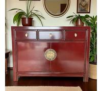 OPIUM OUTLET Commode de mariage - Meuble asiatique entièrement assemblé - Style vintage - Oriental asiatique chinois (rouge écarlet)