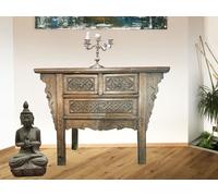OPIUM OUTLET Console Table de téléphone commode Buffet Meuble en bois Vintage asiatique chinois oriental avec tiroirs