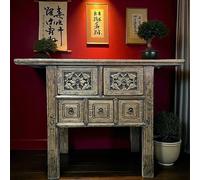 OPIUM OUTLET Console Table de téléphone commode Buffet Meuble en bois Vintage asiatique chinois oriental Tiroirs