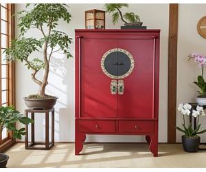 Opium-Outlet Meuble Chambre Salon Commode Sideboard Console Buffet chiffonnier Cabinet Armoire de Marriage garderobe Chinois Asiatique Oriental Antique Vintage Shabby-Chic