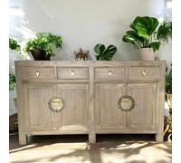 OPIUM OUTLET Meuble chinois Asia Commode buffet Buffet Armoire de mariage Vintage Style colonial shabby chic (naturel)