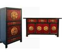 OPIUM OUTLET Meuble meuble commode chinois asiatique oriental, entièrement assemblé