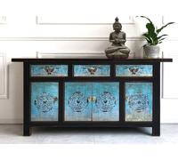 OPIUM OUTLET Meuble meuble commode chinois asiatique oriental, entièrement assemblé