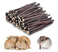 OPIURVY Lapin à Mâcher Jouets,Jouet Lapin Nain Intérieur,Jouets pour Lapins,Jouet Hamster,Bâtonnets à Mâcher Bois Pommier,Branche Molaire,Hamster (100g)