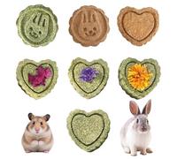 OPIURVY Lot de 7 Jouets à mâcher pour Lapin, Lapin, Cochon d'Inde, en Forme de cœur, Rose, Calendula, Myosotis, Jouet à mâcher pour Lapin, Chinchilla, Cochon d'Inde, Gerbille