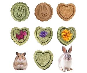 OPIURVY Lot de 7 Jouets à mâcher pour Lapin, Lapin, Cochon d'Inde, en Forme de cœur, Rose, Calendula, Myosotis, Jouet à mâcher pour Lapin, Chinchilla, Cochon d'Inde, Gerbille