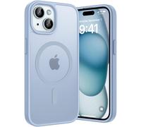 Opkiegrn Coque pour iPhone 13/14 / 15 / 16e,Compatible avec MagSafe, Étui de Protection Antichoc, Résistante aux Rayures et à l'huile,Etui Translucide Mat Arrière Housse Fine Case, Bleu Claire