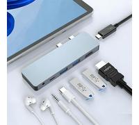 Opluz Station d'accueil 6 en 2 Surface Pro 8 9 x, accessoires pour Microsoft Surface Pro Dock Hub Thunderbolt 4 ports, avec port HDMI 4K @ 60 Hz, 2 USB-A 3.0 (10 Gbit/s), 2 USB-C, prise audio 3,5 mm