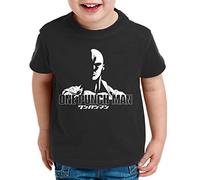 OPM Saitama Camiseta pour Enfants Saitama Punch One Anime Manga, Kinder T-Shirt Größe:134-146 (9-11 Ans), Kinder Farben:Noir