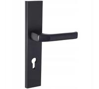 opncorp Poignée de porte sur plaque longue - Poignée de porte avec ressort de rappel - Ferrure de porte extérieure résistante aux intempéries - Poignée de porte universelle en aluminium - Garniture de