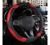 OPNHAY Couvre Volant de Voiture pour Ford Fiesta, Housse de Volant Respirante en Cuir, Protection Volant Voiture Antidérapante - Auto Accessoires Interieur,Red