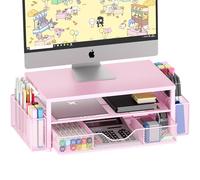 OPNICE Organisateurs de bureau et accessoires, support de moniteur d'ordinateur à 2 niveaux avec tiroir et 2 porte-stylos, support pour ordinateur portable, accessoires de bureau et décoration de