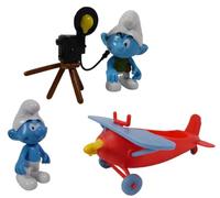 OPO 10 - 3 Figurines Schtroumpfs articulées avec Accessoires - 7cm Deagostini PVC Puffi Peyo Jeu Jouet CS44