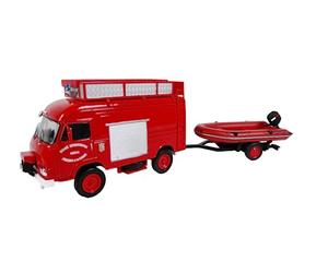 OPO 10 - Camion Pompier 1:43 Saviem TP3 + Zodiac en remorque - PB082