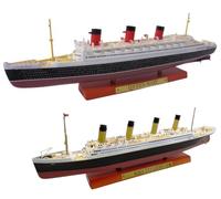 OPO 10 - Ensemble de 2 Répliques Miniatures des célèbres Paquebots transatlantiques Le Titanic + Le RMS Queen Mary échelle 1/1250 Soit 21 et 25 cm - PA3