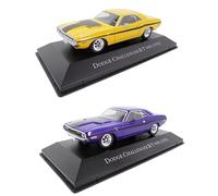 OPO 10 - Ensemble de 2 Voitures Miniatures 1/43 Compatible avec Dodge Challenger R/T 440 1970 Jaune + Violette - ACL04