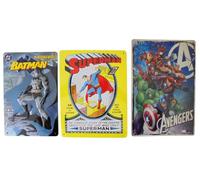OPO 10 - Ensemble de 3 plaques décoratives Marvel Avengers + Batman + Superman DC Comics