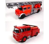 OPO 10 - Lot de 2 camions de Pompiers 1/43 Compatible avec Mercedes-Benz L1519 + BERLIET GAK (P4+P8)