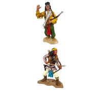 OPO 10 - Lot de 2 Figurines Indiens d'Amérique : Geronimo et Chief Joseph, en métal, 6 cm échelle 1/32 - USA Native Americans LI13