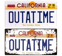 OPO 10 - Lot de 2 répliques de Plaque d'immatriculation en métal de la Voiture Delorean Time Machine du Film Back to The Future Outatime : Neuve et viellie / 62+73
