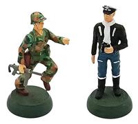 OPO 10 - Lot de 2 Soldats de Plomb échelle 1/32 54mm : Figurines WW2 Marine USA US Army vs Pilote Luftwaffe Wehrmacht Allemagne - Almirall Palou LSOL6