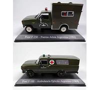 OPO 10 - Lot de 2 Voitures 1/43 Ambulance de l'armée de l'air Argentine Compatible avec Ford F-100 et F-150 (SA13+SA15)