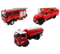 OPO 10 - Lot de 3 camions de Pompiers 1/43 Compatible avec MAGIRUS DEUTZ + Renault VI S 180 + Pegaso Comet 1095 / P01+P02+P12