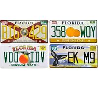 OPO 10 - Lot de 4 PLAQUES D' IMMATRICULATION de Voiture USA en métal - répliques de Vraies plaques américaines Florida - 13-84-85-87