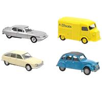 OPO 10 - Lot de 4 Voitures Miniatures Compatible avec Citroën 2CV, SM, GS, Type H échelle 1:64 3 inches 7,5cm Norev - L3IN5