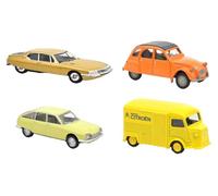 OPO 10 - Lot de 4 Voitures Miniatures Compatible avec Citroën 2CV, SM, GS, Type H échelle 1:64 3 inches 7,5cm Norev - L3IN3