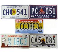 OPO 10 - Lot de 5 PLAQUES D' IMMATRICULATION de Voiture USA en métal - répliques de Vraies plaques américaines Tribus Indiennes d'Amérique